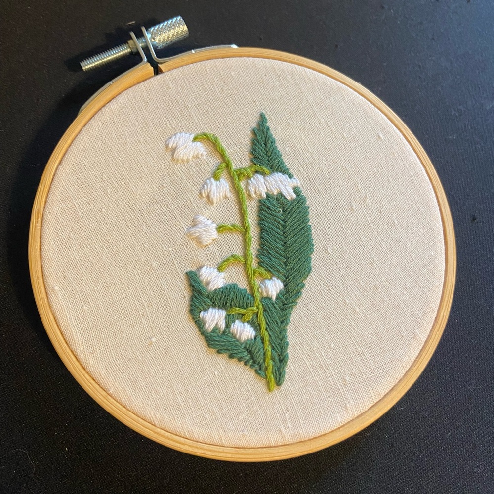 Lily of the valley embroidery piece